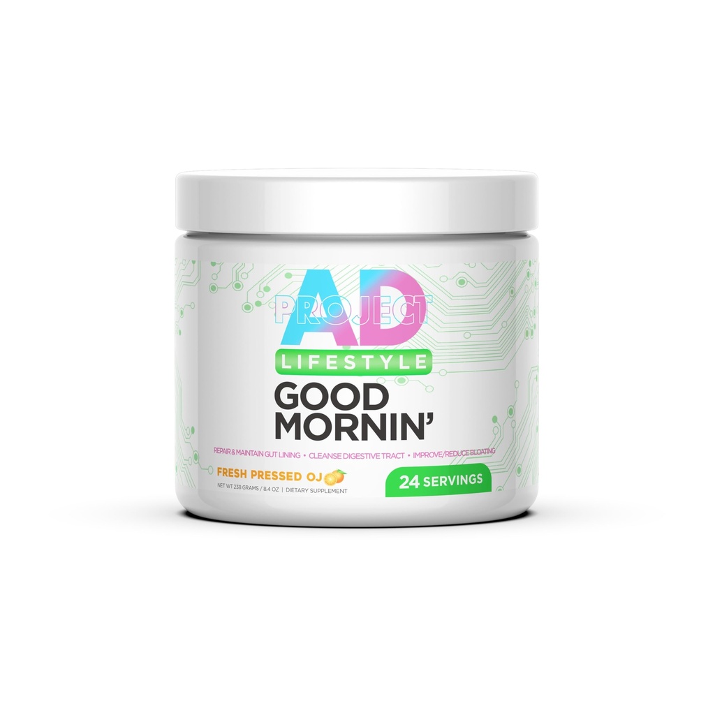 Project AD Life Good Morning Detox and Performance Drink, Natural Flavored and Formulated with L-GLutamine, Apple Cider Vinegar, and Aloe Vera (24 Servisler, Fresh Pressed Orange Juice)