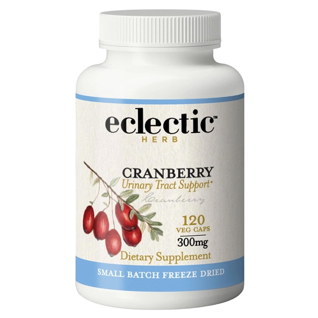 Eclectic Herb - Premium Freeze Dried Cranberry Capsules | Urinary Tract Support | Cranberry Supplement for Urinary Tract Health | US-Grown, Organic, Non-GMO, Gluten Free, Vegan (120 CT | 300 mg)