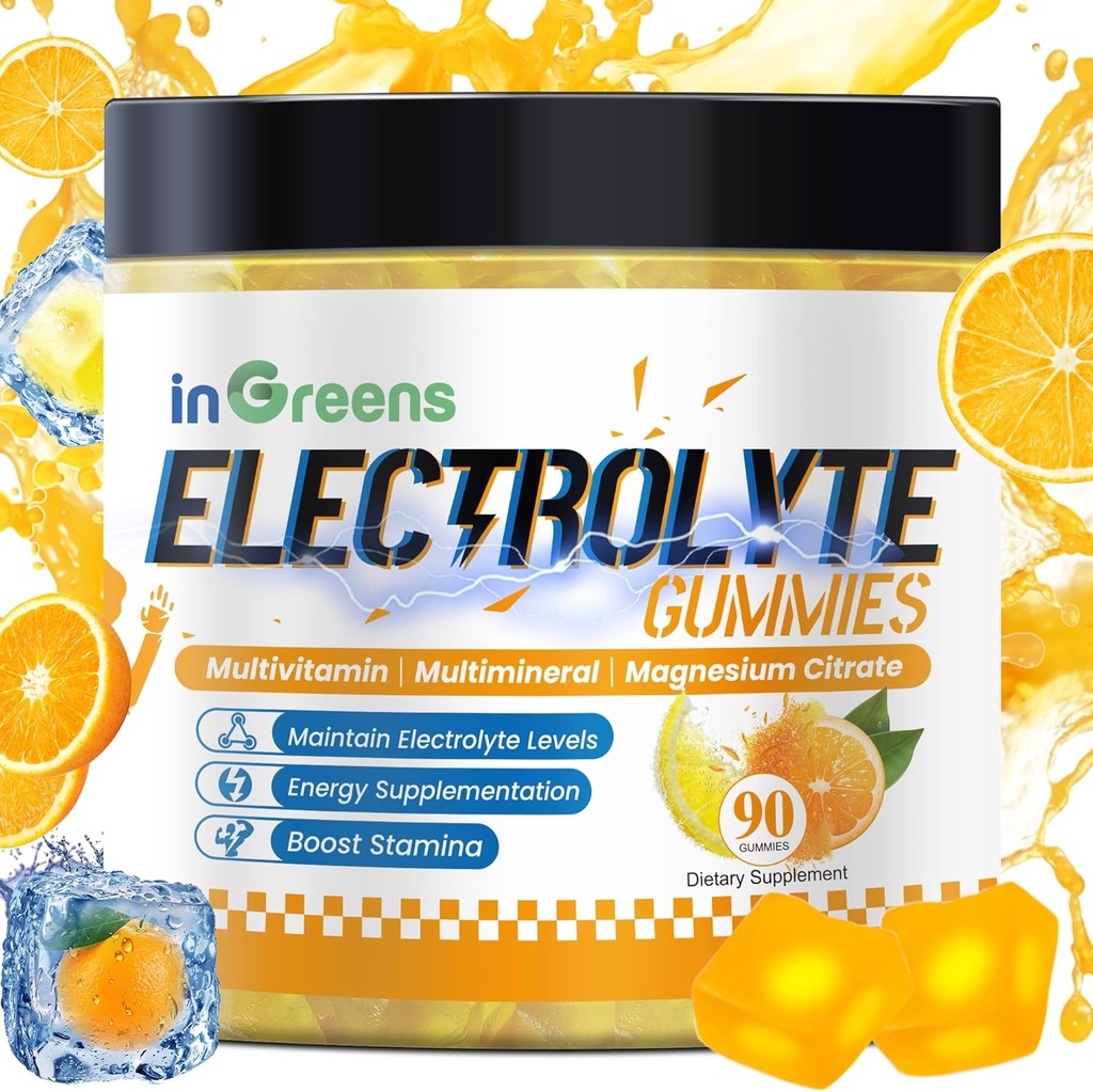 Φυσικό ηλεκτρόλυτο Gummies με 6 Αιθέρια Ηλεκτρόλυτα - Περιλαμβάνει Βιταμίνες, Μαγνήσιο, Ηλεκτρολύτες, για Δρομείς, Αντοχή Αθλητισμός, Ενυδάτωση Ηλεκτρολύτες Μασούς - 90 Gummies