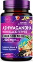 Ashwagandha 2,100 mg - Veggie Capsules'teki Kadınlar için Toz & Kök Üretimi, Siyah Pepper, Yüksek Absorpsiyon, Plant bazlı, ABD'de Şişelenmiş - 120 Veggie Capsules