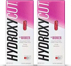 Hydroxycut +Women - 60 Rapid-Release Liquid Capsules, Pack of 2 - Includes Biotin, Collagen, Folate & Iron