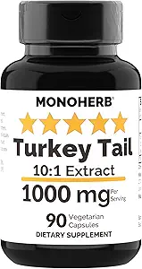 MONOHERB Turkey Tail Mushroom Extract 1000 mg - 90 Vegetarian Capsules