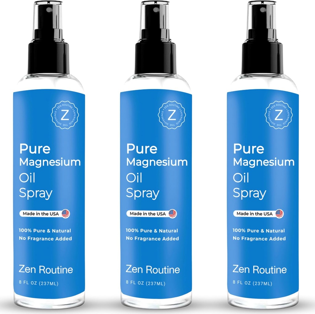 Pure Magnesium Oil Spray – 8oz (3 Pack) - Βιολογικό USP Βαθμός, Μαγνήσιο Λάδι για τα πόδια, Μαγνήσιο από Αρχαία Ορυκτά - Aceite de magnesio para Los pites - Φυσικό Χλωριούχο μαγνήσιο, Κατασκευασμένο στις ΗΠΑ