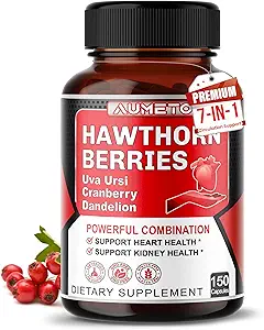 7 in 1 Ultra Hawthorn Berry with Uva Ursi Dandelion Cranberry Apple Cider Vinegar - Heart, Kinney Health Support
