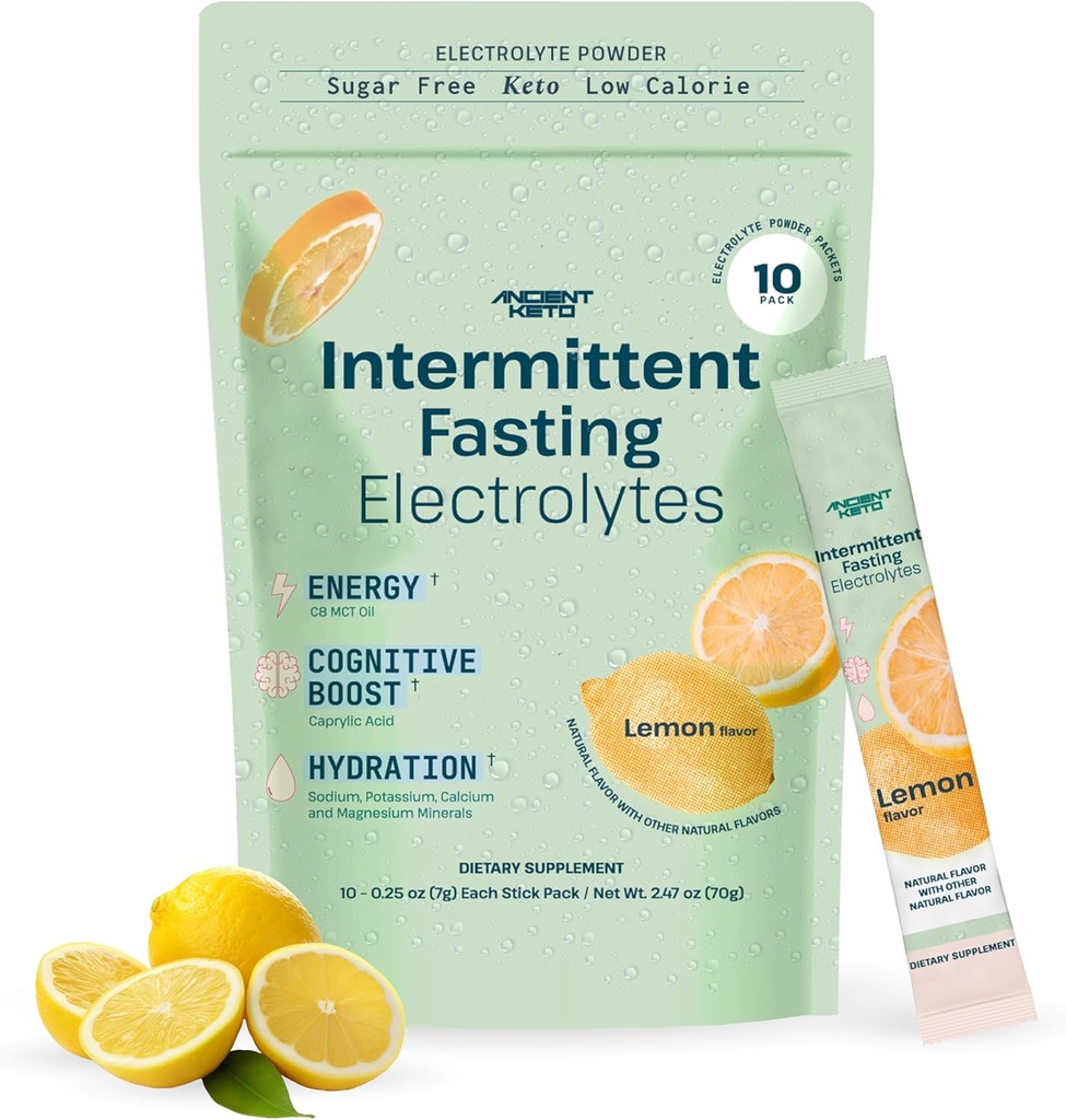 Eski Keşfet Elektrolytes - Sugar-Free Electrolyte Toz Intermittent Fasting - Supports Cognition, Energy, and Hydration | 10 Packets