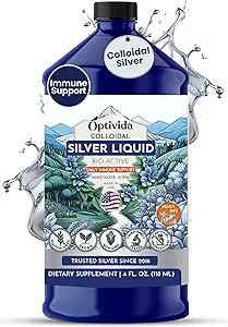 Optivida Health Colloidal Silver Liquid (32 oz) – Premium Nano Silver Colloid Supplement for Daily Wellness & Immune Support, Natural Liquid Silver Hydrosol for Adults & Kids, Non-GMO, Gluten-free