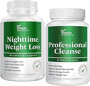 DR VITAMIN SOLUTIONS Nighttime Fat Burner & 15 Day Cleanse for Bloating & Kilo Kaybı, Sche, 60 Caps