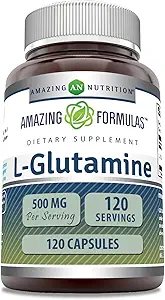 Amazing Formulas L-Glutamine Amino Asit Supplement | 500 Mg | Capsules | Non-GMO | Gluten-Free | Made in USA (1 Pack | 120 Count)