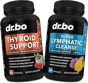Tiroid Destek & Lymphatic Drainage Supplements - Tiroid Tamam Kompleksi Vitamin & Lympha Support Total Herbal Cleanse Products with Echinacea - Lymph Node Detox Cleanse System