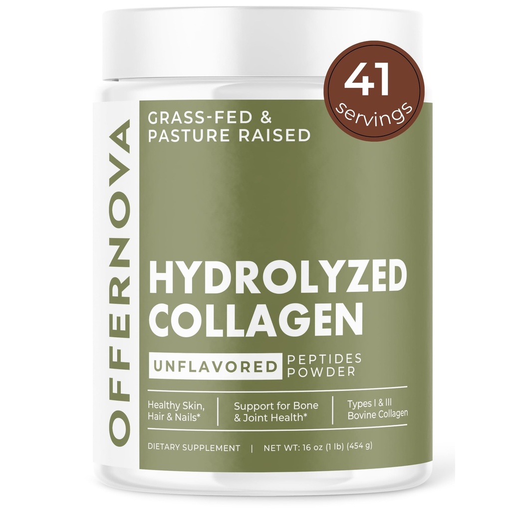 Hidrolyzed Collagen, Toz - 100% Pure, Grass Fed & Men - Sağlıklı Kemikler, Ortaklar, Saç & Skin - Colageno Hidrolizado en Polvo Piel, Cabello y Articulaciones