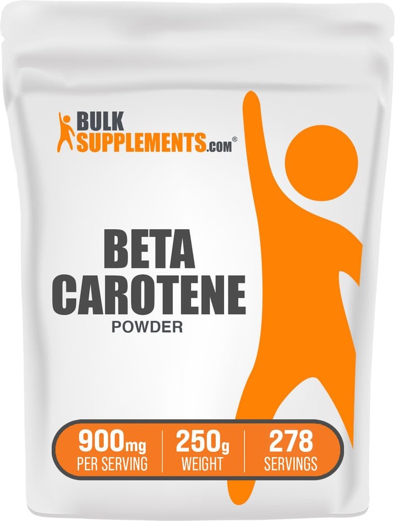 BulkSupplements.com Βήτα Carotene σκόνη - Βήτα Carotene συμπλήρωμα, βιταμίνη Α συμπλήρωμα για την υποστήριξη του ανοσοποιητικού και της όρασης - Χωρίς γλουτένη, 900mg ανά υπηρεσία, 250g (8,8 oz) (πακέτο του 1)