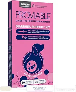 Köpekler, Diarrhea Support Kit, Digestive Health Supplement with multiple Strains of Bakteri, Plus Prebiyotiks, Kaolin ve Pectin, 30 ml Paste ve 10 Capsules