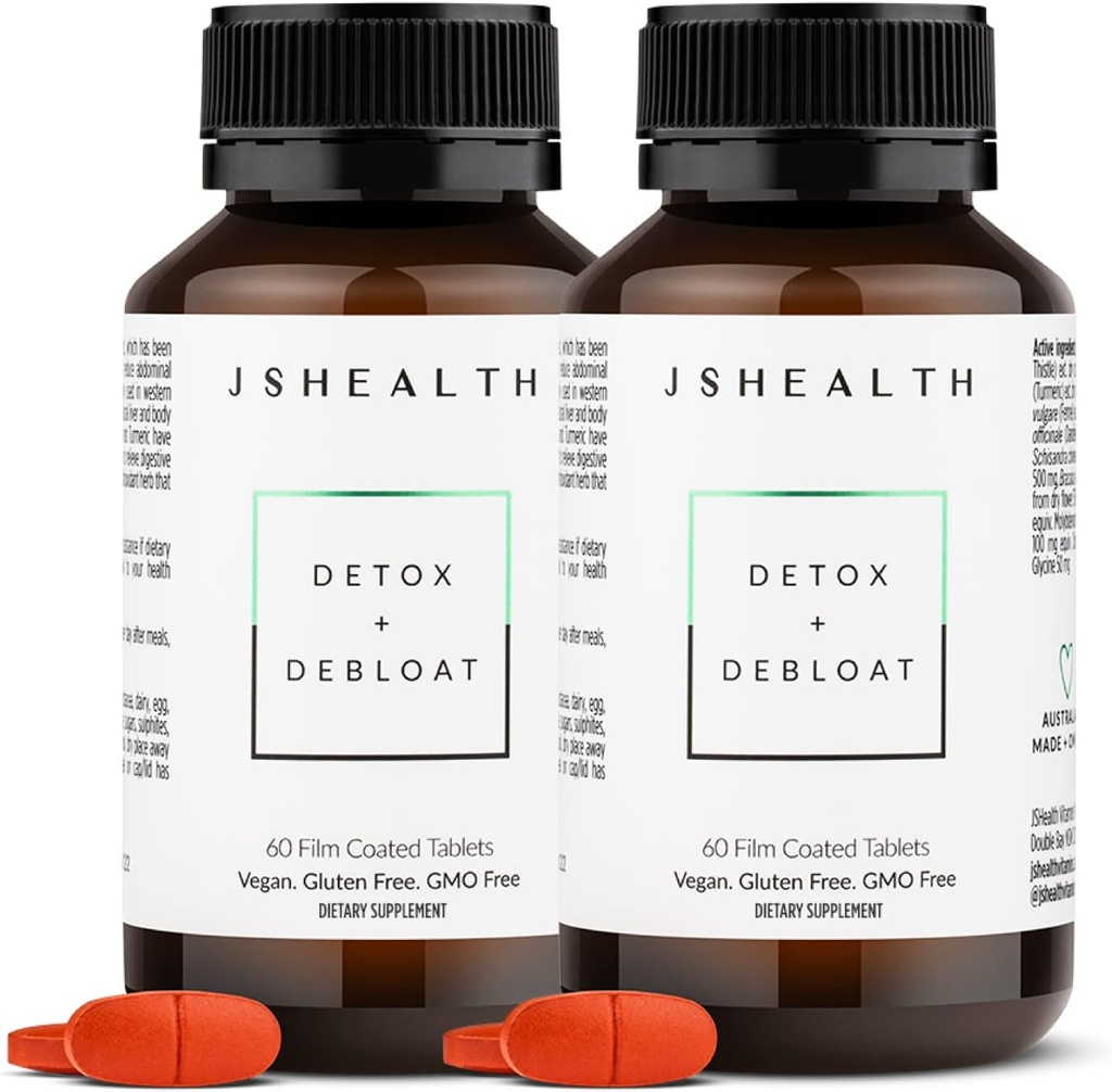 JSHealth Vitamins Detox ve Debloat Liver Health Formula | Liver Detox Pills | Butle, Turmeric, Fennel | Liver Cleanse Supplement (60 Tablet, 2)