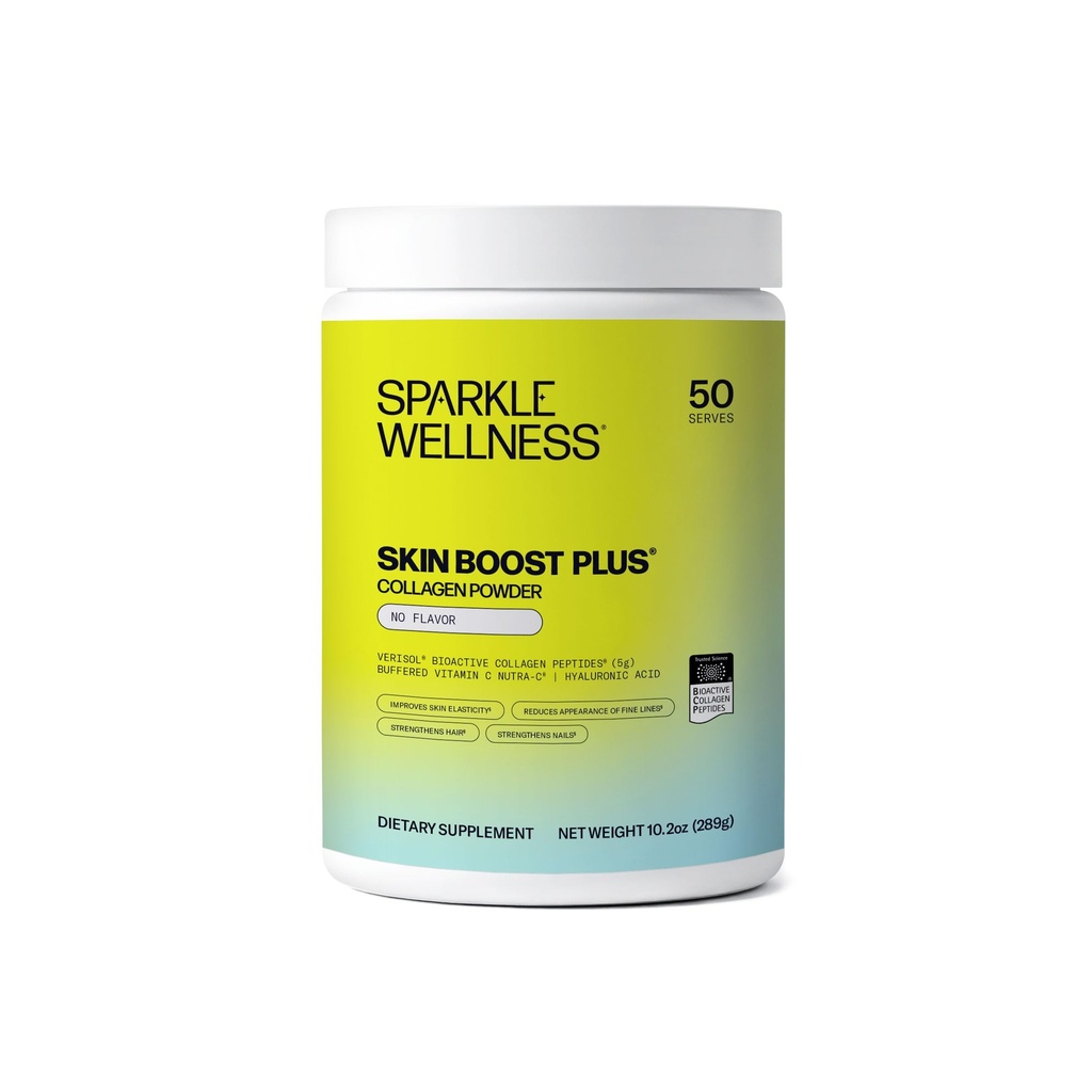 Sparkle Wellness VERISOL Bioactive Hydrolyzed Collagen Peptides | Collagen Toz Supplement with Vitamin C & Hyaluronic Acid for Hair, Skin, and Nail Health | Skin Boost Plus (No Flavor) [50-Serves]