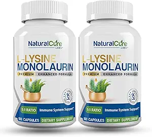 Doğal Cure Laboratuvarları L-Lysine + Monolaurin 600 mg 1:1 Oran, 2 Pack, 200 Capsules