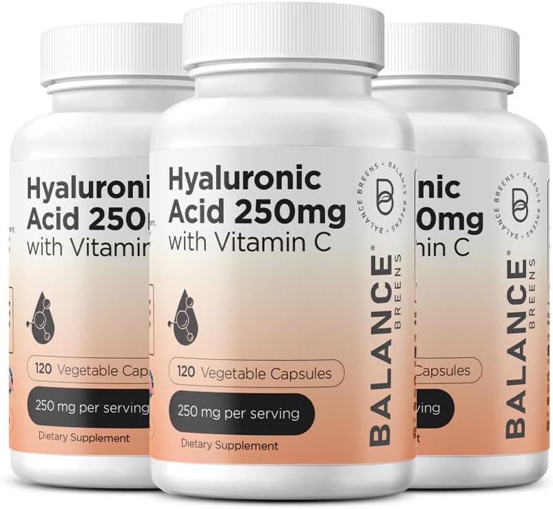 Pure Hyaluronic Acid Supplement 250mg με Βιταμίνη C 50mg, 120 Vegan Κάψουλες - Ενυδάτωση του δέρματος για τη φυσική λάμψη, τα μαλλιά, τα νύχια, οστά & κοινή φόρμουλα υγείας