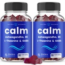 NutraChamps Calm Gummies, Stres Gummies Supplement with Ashwagandha, L-Theanine, GABA, Vitamin B6 & Lemon Balm, 90 Gummies (Pack of 2)