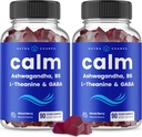 NutraChamps Calm Gummies, Strress Gummies συμπλήρωμα με Ashwagandha, L-Θεανίνη, GABA, Βιταμίνη B6 & Λέμον Balm, 90 Gummies (Pack of 2)