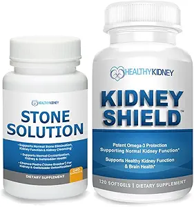 Stone Solution Capsules- Natural Dissolver, Kidney Stone Support & Kidney Cleanser, 60 Hizmetler + Kidney Shield 120 Caps Kidney Supplement to Support Normal Kidney Function and Support Kidney Health