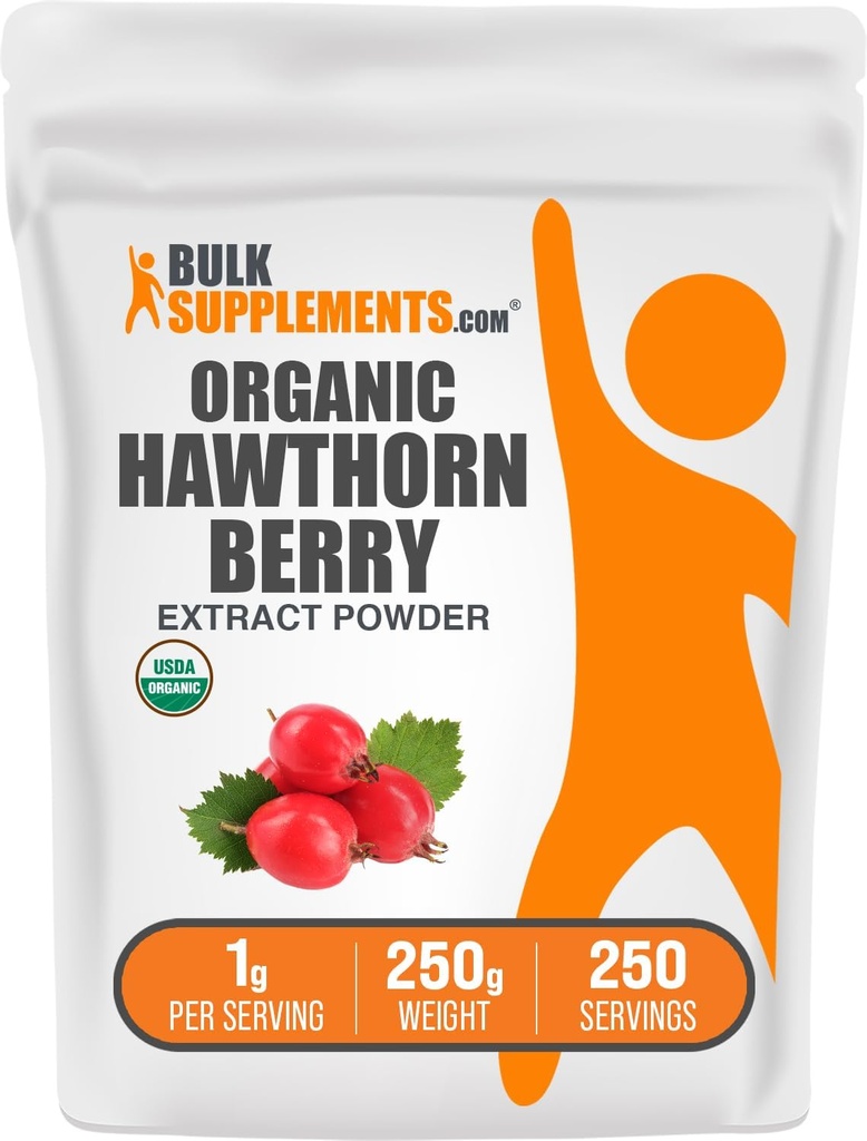 BulkSupplements.com Organik Hawthorn Berry Ekstraksiyon Toz - Hawthorn Berry Supplement - Herbal & Gluten Free, 1g per Service, 250g (8.8 oz) (Pack of 1)