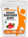 BulkSupplements.com Organik Hawthorn Berry Ekstraksiyon Toz - Hawthorn Berry Supplement - Herbal & Gluten Free, 1g per Service, 250g (8.8 oz) (Pack of 1)