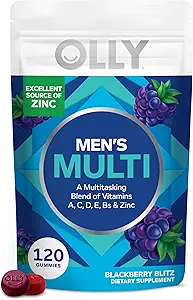 OLLY Men's Multivitamin Gummy, Immune Support, Vitamins A, C, D, E, B, Lycopene, çinko, BlackBerry, 60 Day Supply - 120 Count Count Count