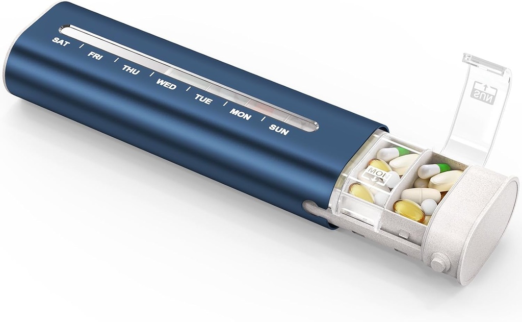 Zannaki Alüminyum 7 Günlük Pill Organizer, Portatif Seyahat Pill Üç Katmanlı Diyle Vakası, Büyük Kapasiteli Günlük Pill Box, Pillrec Konteyner Vitaminler, Pills, Supplements ve İlaçlar için