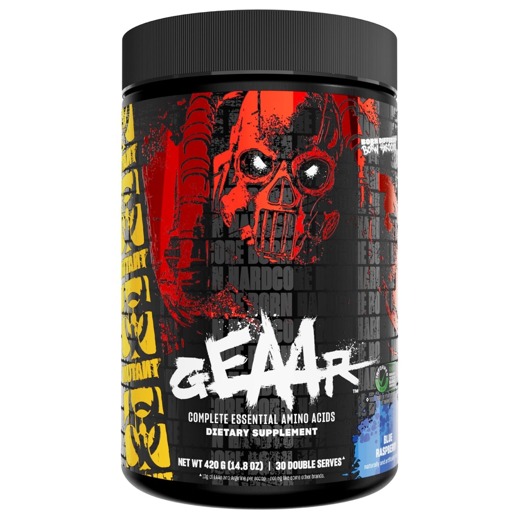 Mutant GEAAR - 9.4g of EAA Powder + Arginine, 7g BCAAs, 4g Leucine, Electrolytes, Coconut Water, 30 Servings - Blue Raspberry