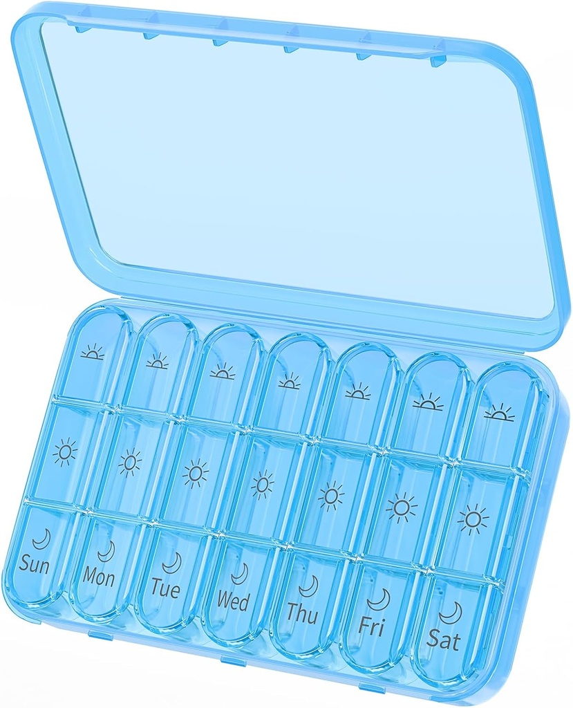 Daviky Weekly Pill Organizer 3 Times a Day, Large 7 Day Pill Box 3X a Day with Separate Container, Portable Travel Pill Case for Medication, Vitamins, Fish Oil and Supplements