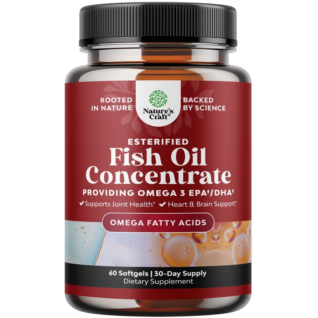 Omega 3 Fish Oil Supplement - EPA DHA Fish Oil Omega 3 Supplement with Immune Booster Brain Vitamins - Burpless 2000 mg per Serving for Mood Boost Liver Support and PMS Relief Support - 60 Count