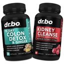 Colon Cleanser Detox & Kidney Cleanse - 15 Day Colon Cleanse Pills with Ginger & Kidney Detox Support Supplement Cranberry - Bowel Movement Supplements for Intestinal Stomach Bloating Gut & Kidneys