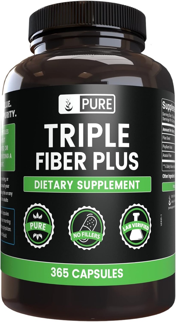 Pure Original Ingredients Triple Fiber (365 Capsules) No Magnesium Or Rice Fillers, Always Pure, Lab Verified