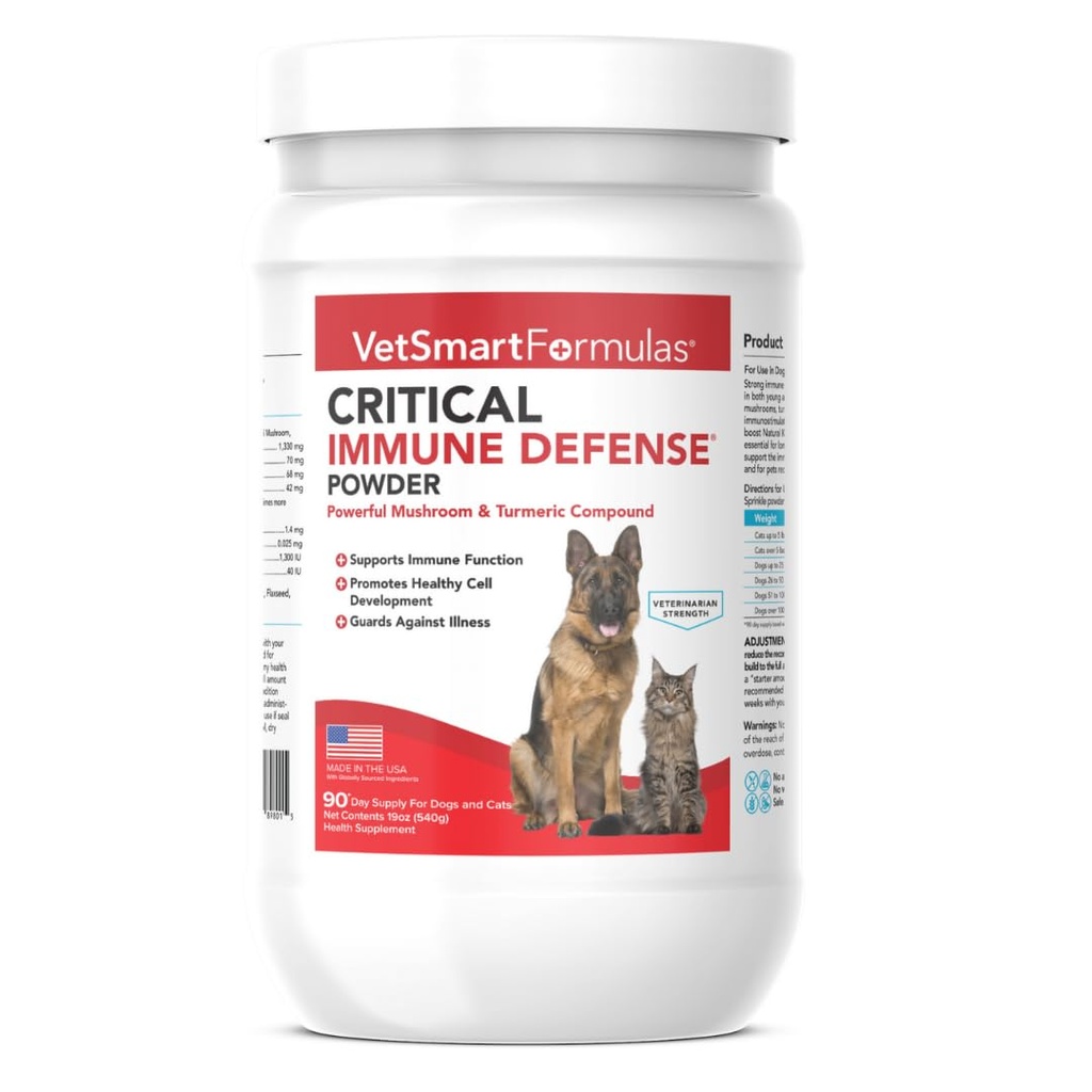 Critical Immune Defense for Dogs & Cats; Υποστηρίζει την κανονική ανάπτυξη κυττάρων - Turkey Tail, Reishi, Shiitake και Maitake Mushroom Formula με πατενταρισμένο λευκό εκχύλισμα κουρκουμά Root (Large / 90 Ημέρα Αυγ. Προμήθεια)