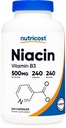 Nutricost Niacin (Vitamin B3) 500mg, 240 κάψουλες - με Flushing, μη ΓΤΟ, Χωρίς γλουτένη