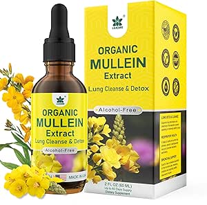 Lungs için Mullein Drops, Mullein Leaf Herbal Supplement, Natural Lung Cleanse, Respiratory & Immune Support, Breathe Health, Tincture with Marshm, Elder