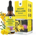 Mullein Drops for Lungs, Mullein Leaf Extract φυτικό συμπλήρωμα, φυσικό καθαρισμό πνεύμονα, αναπνευστική & ανοσοποιητική υποστήριξη, αναπνοή υγεία, βάμμα με Marshmallow, Elderberry - 2 FL Ουγγιά