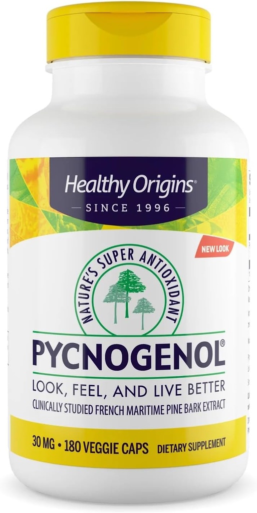 Sağlıklı Origins Pycnogenol 30 mg ( Super Antioksi, Non-GMO, Gluten Free, Cardiovascular Support), 180 Veggie Caps