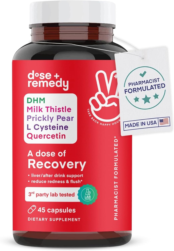 A doz Recovery|Liver Detox | USA | USDA | Hydration Support for Better Morning Recovery Asya Flush | Dihidrmyricetin DHM, Quercetin, B, Milk Thistle, Prickly Pear, | (45 Pills)
