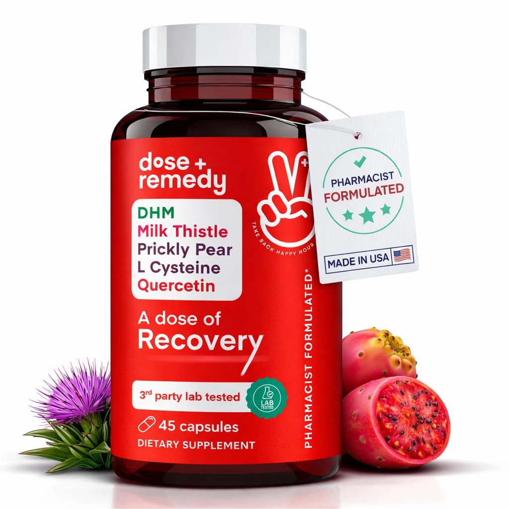 A doz Recovery|Liver Detox | USA | USDA | Hydration Support for Better Morning Recovery Asya Flush | Dihidrmyricetin DHM, Quercetin, B, Milk Thistle, Prickly Pear, | (45 Pills)