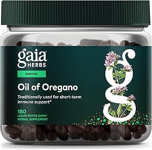 Gaia Herbs Oil of Oregano - Immune & Antioksi Support Supplement - Oregano Oil, Carvacrol & Thymol* - 180 Vegan Sıvı Phyto-Capsules (90-Day Supply)