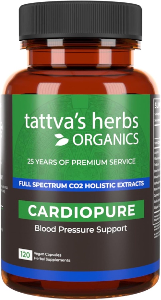 Βότανα της Tattva Cardiopure Herbal Ayurvedic συμπλήρωμα, Ashwagandha, Rauwolfia, & Arjuna Full Spectrum Co2 εκχυλίσματα, κάψουλες Veggie, 120 κόμης