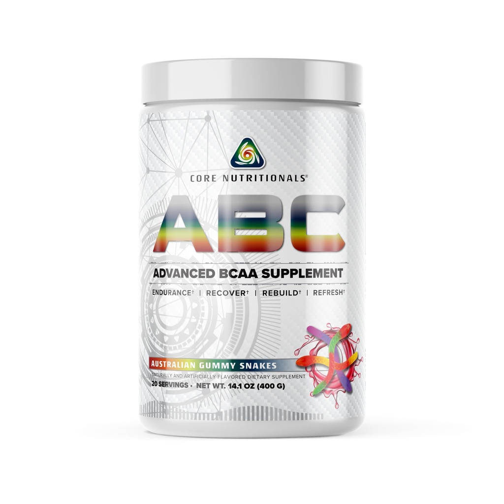 Core Nutritionals ABC Advanced BCAA Supplement | Amino Asit Kurtarma | Glutamine, Beta Alanine, Citrulline Malate | 20 Servisler (Australian Gummy Snakes)