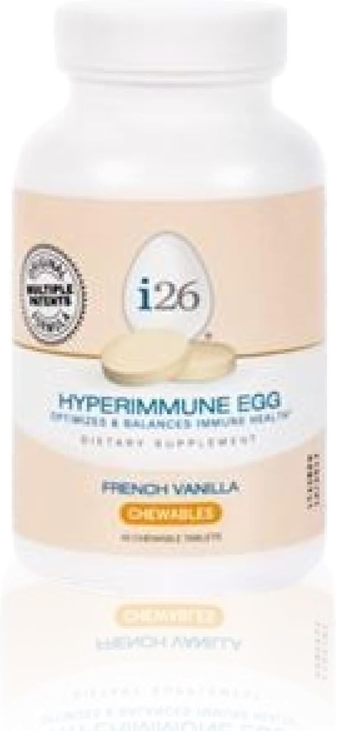 Youngevity i26 Hyperimmune Egg | IgY Max French Vanilla Chewable | Patentli Immune Powerhouse Formula | Ortak, Gut, Immune Support Supplement | 45 Chewable Tabletler