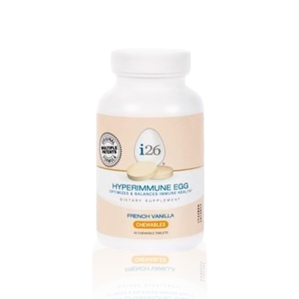 Youngevity i26 Hyperimmune Egg | IgY Max French Vanilla Chewable | Patentli Immune Powerhouse Formula | Ortak, Gut, Immune Support Supplement | 45 Chewable Tabletler