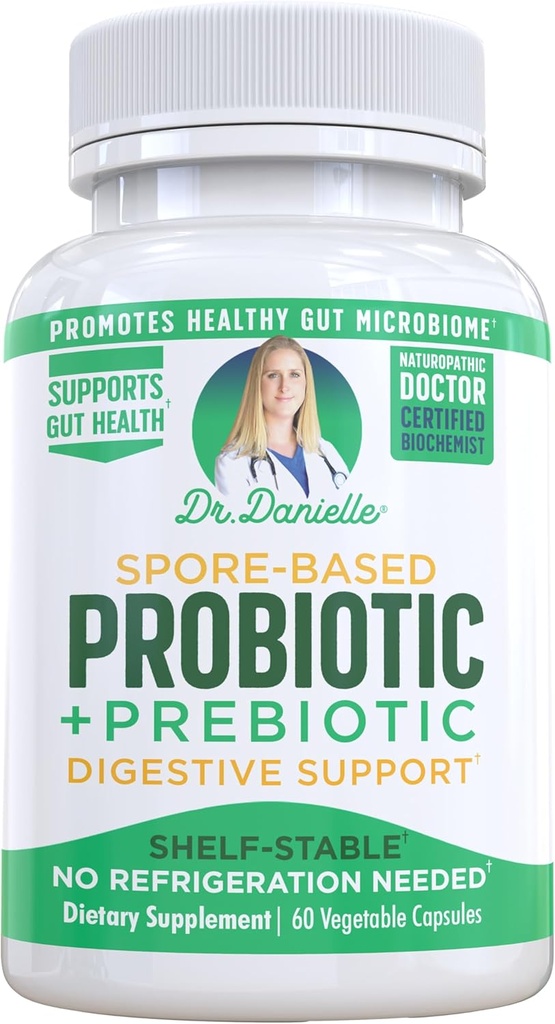 Dr. Danielle Probiyotik - Kadınlar ve Erkekler için Probiyotikler, Dr. Danielle tarafından Yetişkinler - Raf Stable Probiyotik Supplement - No Refriger Need - Bacillus - 60 Capsules