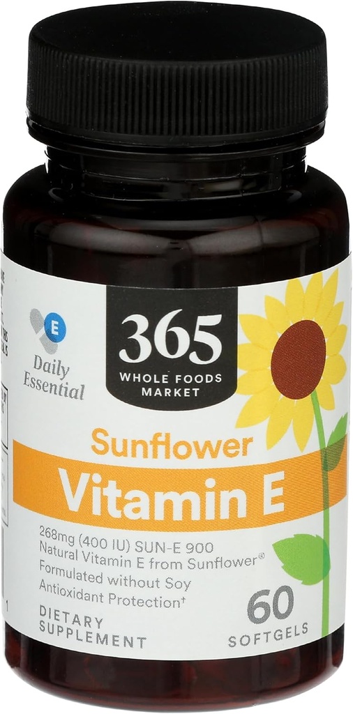 365 από Whole Foods Market, Ηλιόλουστη Βιταμίνη Ε, 60 ct