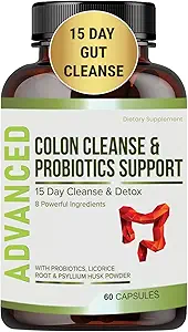 Kadınlar ve Erkekler için 15 Gün Gut Cleanse Detox - Gelişmiş 15 Gün Koloni Probiyotik ve Psyllium Husk for Constipation Relief, Digestive Health, Colon Cleanser & Gut Health.60 Caps.