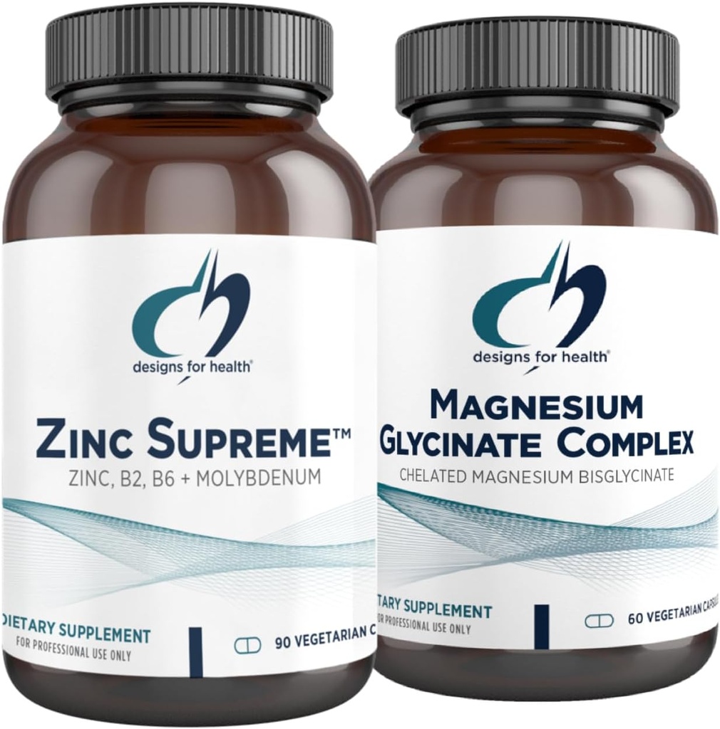 Sağlık Magnezyum Glycinate Kompleksi (60 Capsules) ve çinko Yüksek (90 Capsules) için tasarımlar - Immune Support için Cophalete ile Yüksek Aboryum
