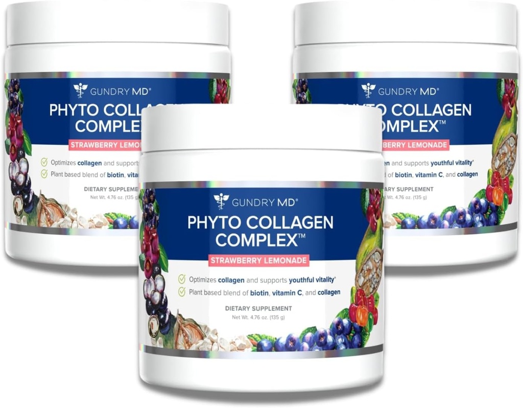 Gundry MD Phyto Collagen Kompleksi, Vitamin C ile Multivitamin Toz Supplement'i Güçlendirmek, Aminoasitler ve Polyols - Strawberry Lemonade (3)