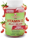Βιταμίνη D3 Jelly Beans - Μασώμενες Βιταμίνες Gummies για παιδιά Ανοσολογική Υποστήριξη - Multivitamin Συμπληρώματα για Οστά & Κοινή Υποστήριξη - 2.000 IU Χορτοφαγική Gummy - 120 Φασόλια Γεύσης Φράουλα